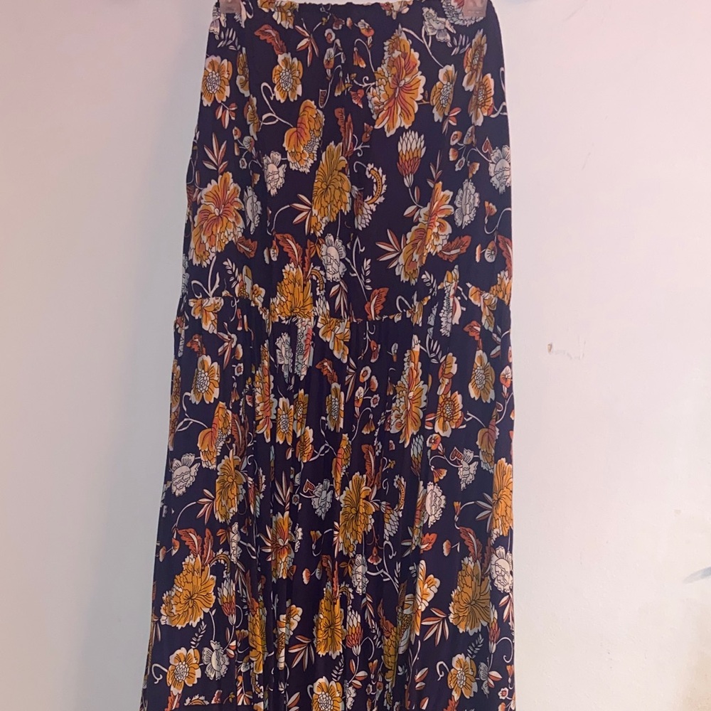 SHEIN Strapless Floral Dress - Black and Orange